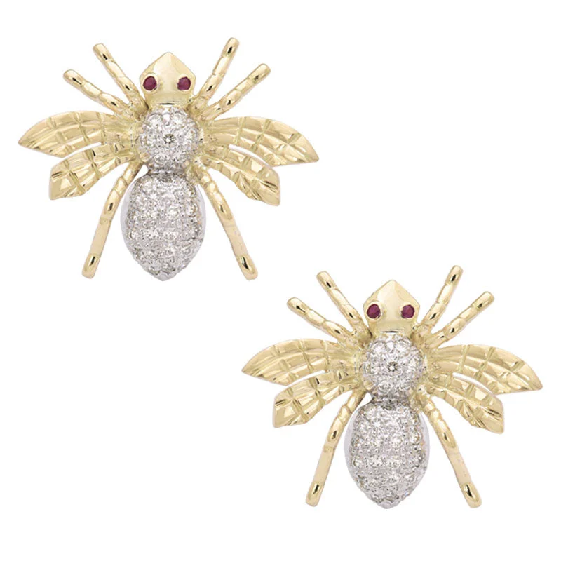 High-End Gold Earrings-Earrings- Ruby and Diamond