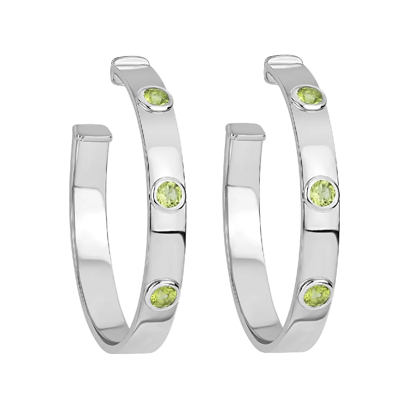 Elegant Silver Earrings-Earrings - Peridot