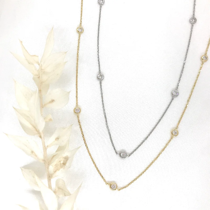 Sparkling Silver Pendant Necklaces-10k Gold Cubic by the Yard Necklace