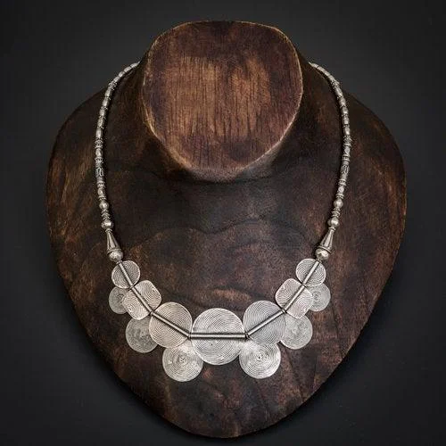 Fashionable Heart Shaped Necklaces-Sterling Silver Maroc Disc Necklace