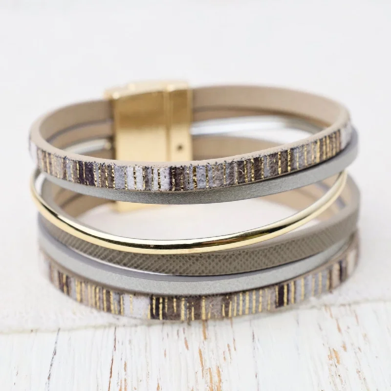 Sparkling Diamond Bracelets-Shiny Gold Metallic Print Bracelet