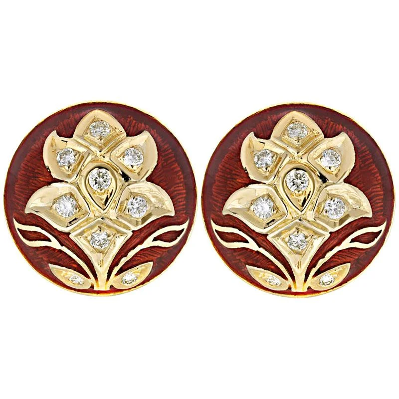 Elegant Gold Earrings-Earrings-Diamond (Enamel)  (2105G)