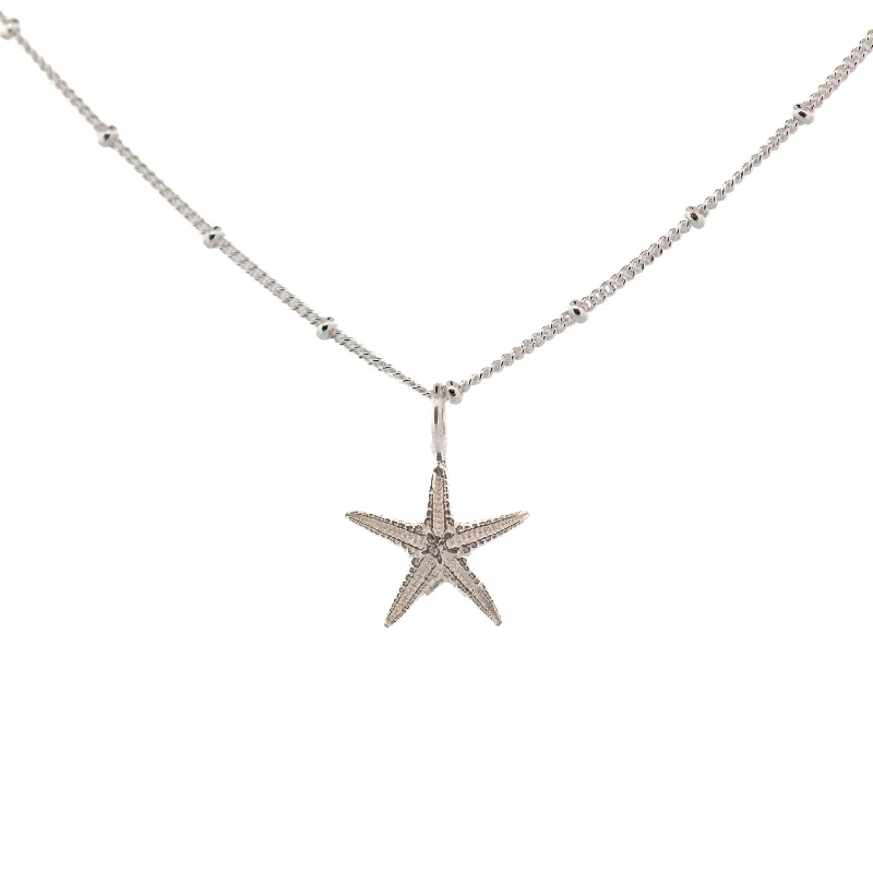 Wedding Pendant Necklaces-Dainty London Silver Small Starfish Necklace