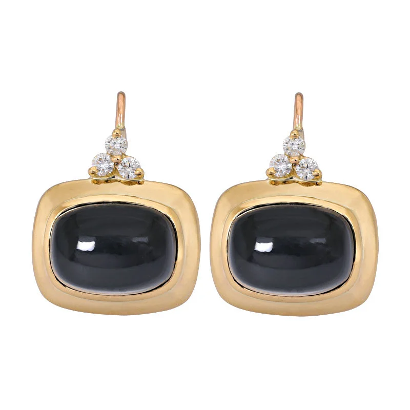 Bohemian Style Earrings-Earrings- Black Onyx and Diamond