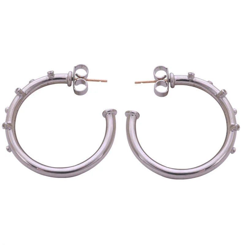 Retro Hoop Earrings-EARRINGS- DIAMOND IN SILVER AND GOLD