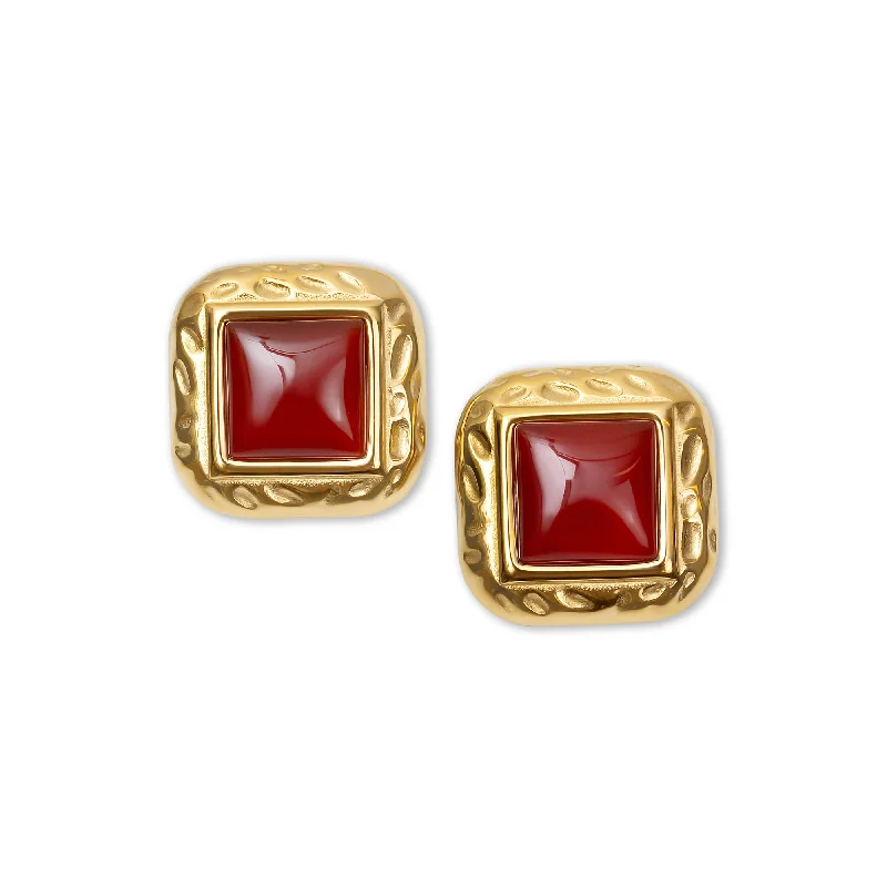 Statement Earrings for Women-THE SQUARE RED HEIRLOOM EARRINGS