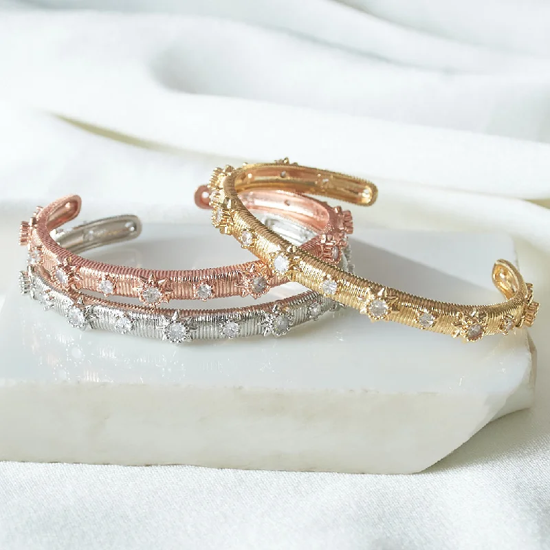 Wedding Bangle Bracelets Sets-Crochet Studded Dainty Bangle