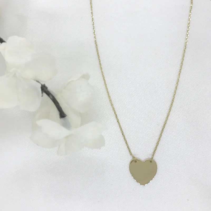 Stylish Necklaces for Brides-Engravable - 10k Gold Heart Necklace