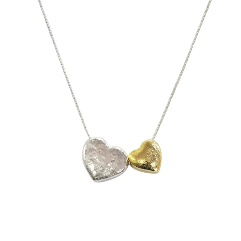 Fine Silver Necklaces-Silver Gold Heart Pendant Necklace