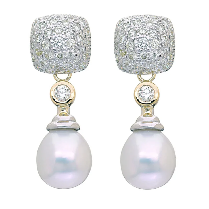 Elegant Wedding Earrings-Earrings- South Sea Pearl And Diamond (2AM)