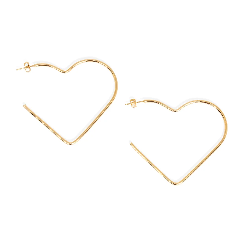 Sparkly Gold Earrings-THE HEART HOOPS