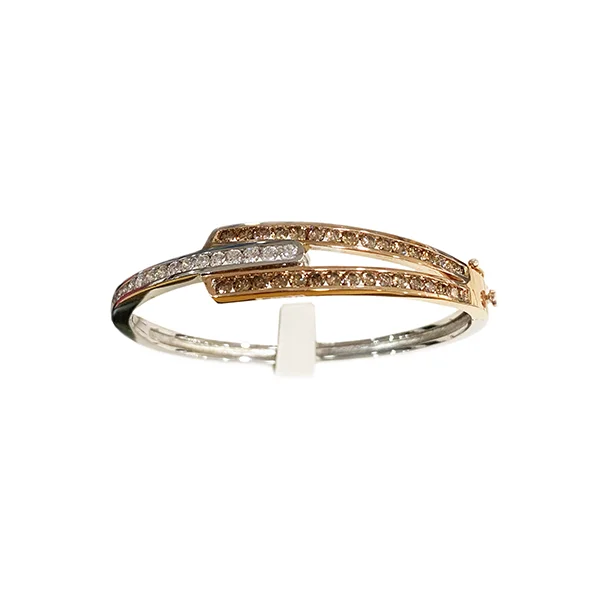 Simple Gold Bangles-14k Two Tone Brown Diamond Bangle