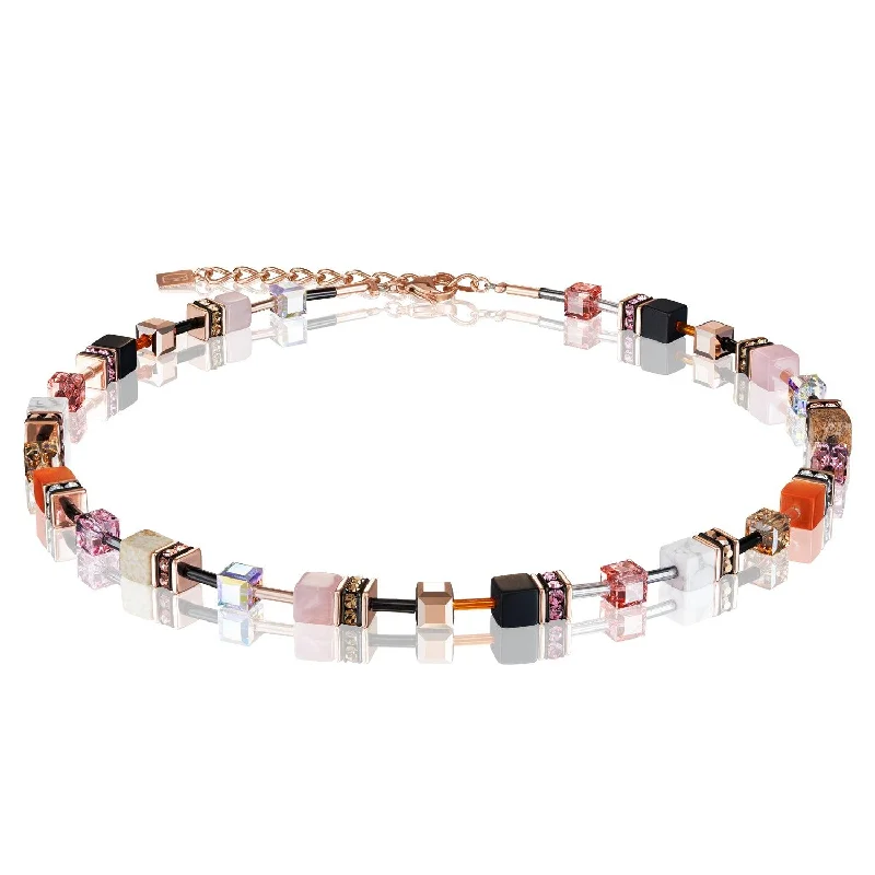 Colorful Crystal Necklaces-Coeur De Lion Peach GEOcube Necklace