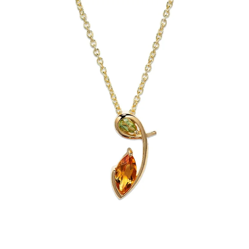 Sterling Silver Necklaces-Unique & Co Gold Vermeil Citrine and Peridot Necklace