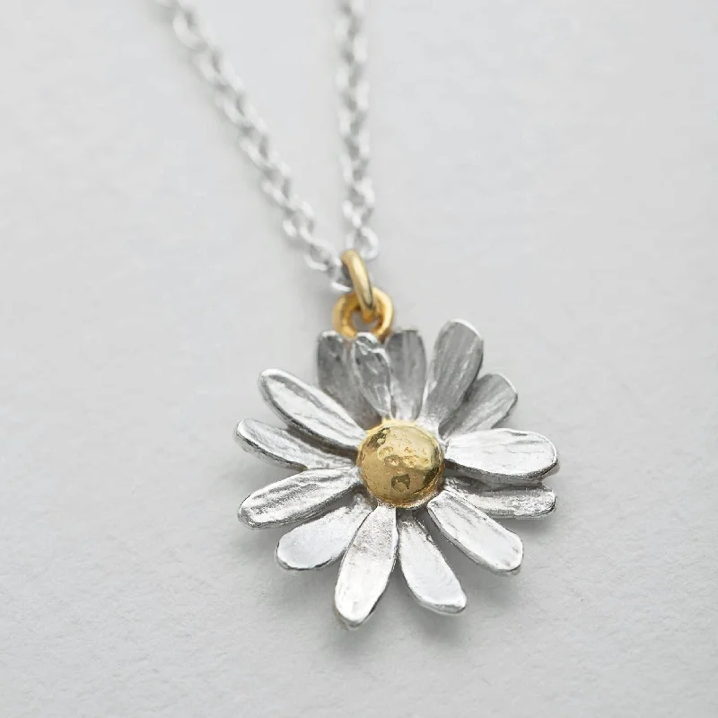 Personalized Infinity Necklaces-Alex Monroe Silver and Gold Daisy Necklace