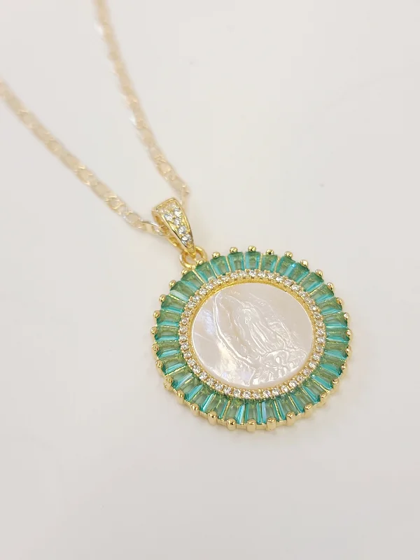 Luxury Name Necklaces-Virgen Mother of Pearl Necklace