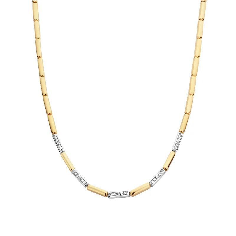 Pearl Necklace for Brides-Ti Sento Gold Mix Segments Statement Necklace