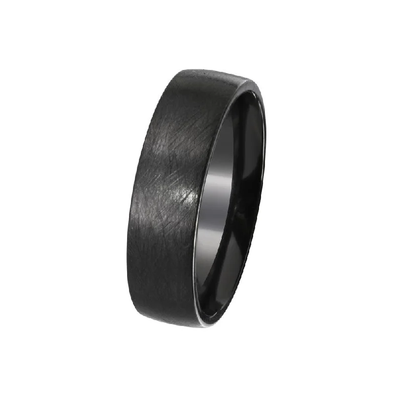 Men’s Custom Rings-Men's Sterling Black Rhodium Plated 925 Sterling Silver Matte Finish Band 6.5mm - EWR00001