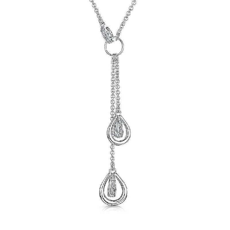 Elegant Silver Necklaces-Jools Sterling Silver Art Deco Drop Necklace