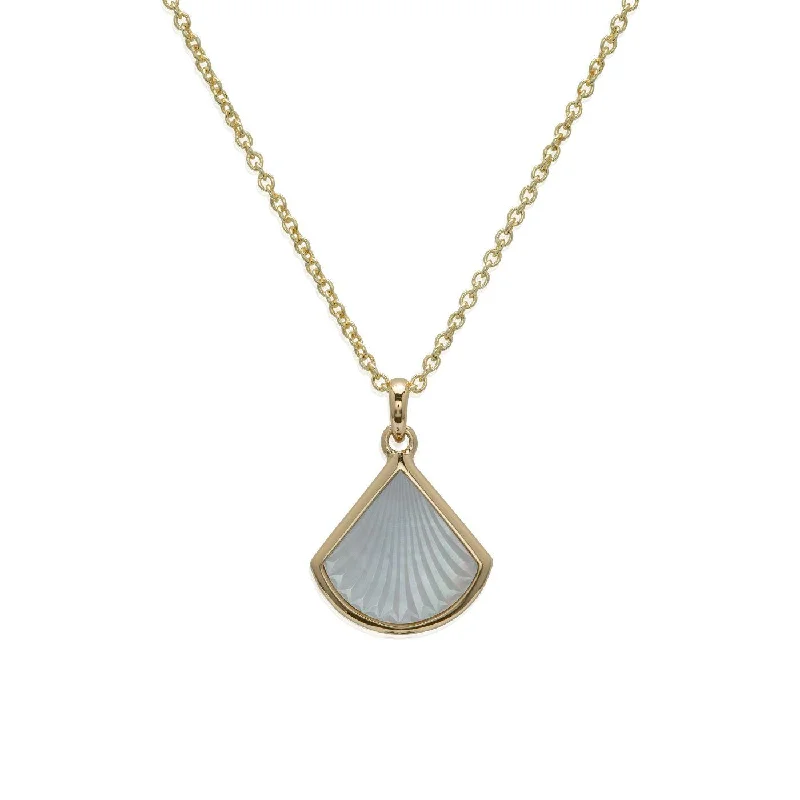 Elegant Pendant Necklaces for Women-Unique & Co Gold & Mother of Pearl Fan Pendant