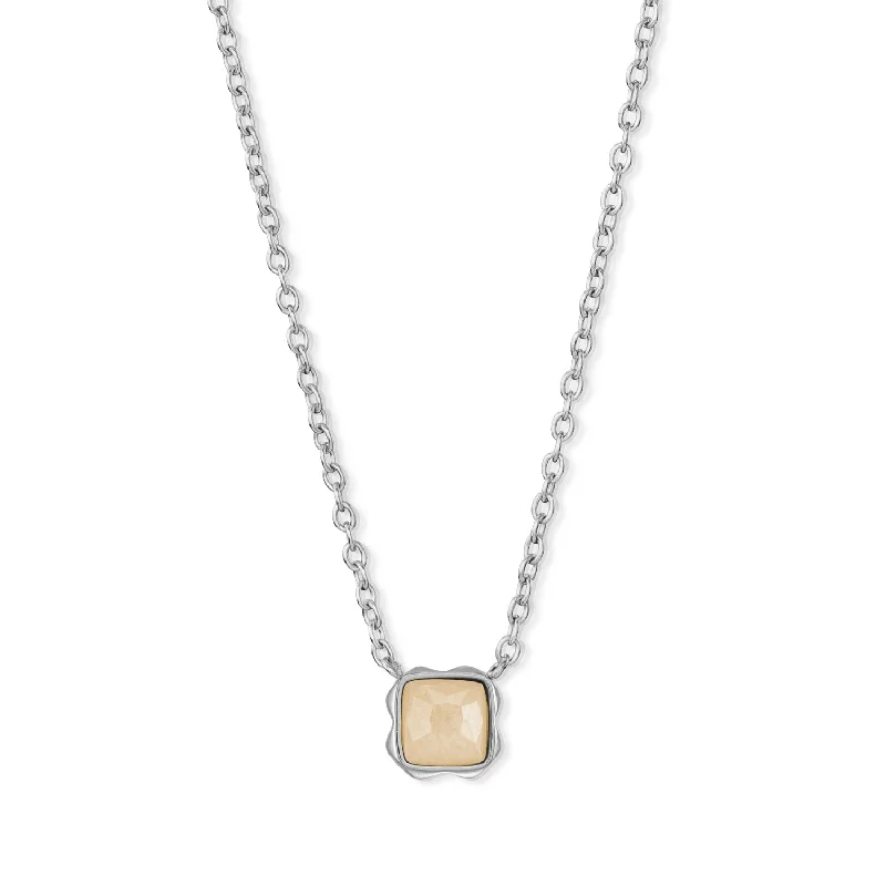 Simple Pendant Necklace for Women-Coeur De Lion June Birthstone Cream Jade Necklace