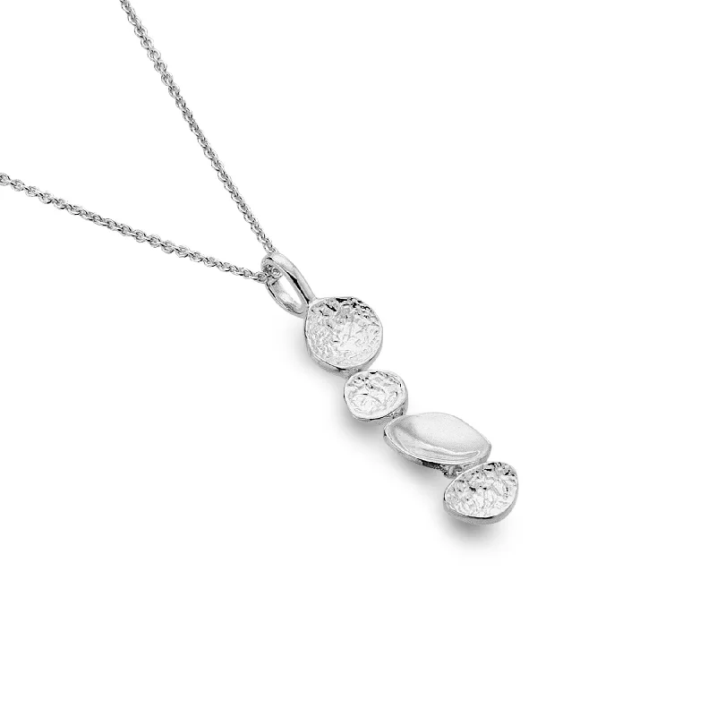 Long Statement Necklaces-Sterling Silver Coastal Pebbles Pendant Necklace