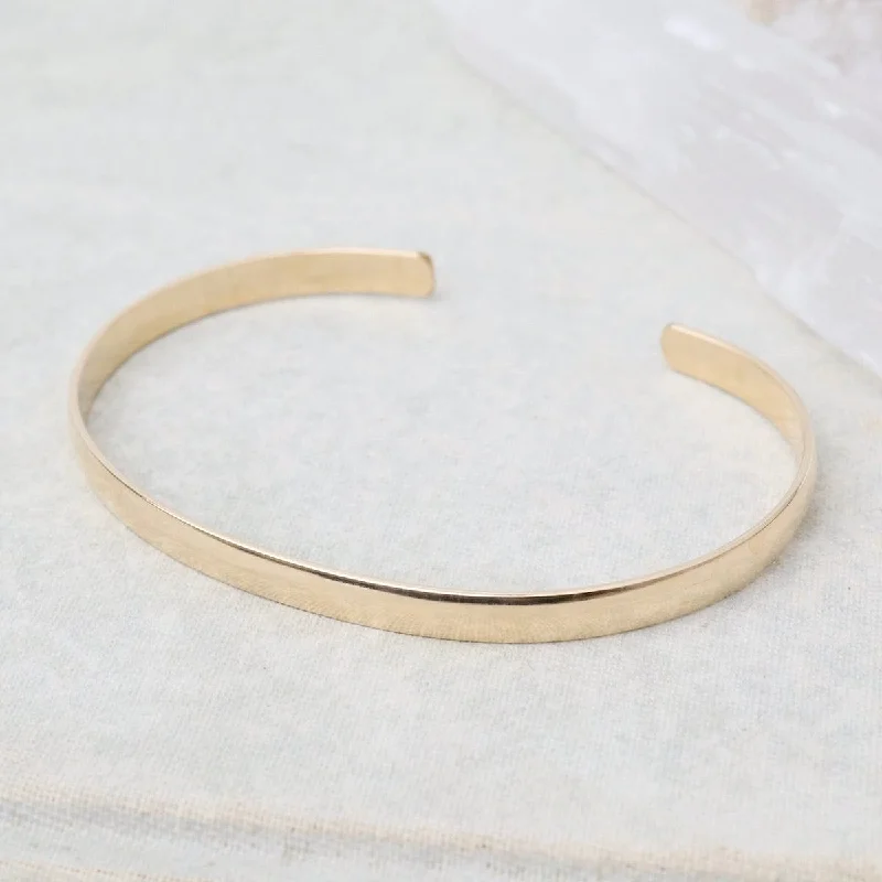 Customizable Name Bracelets-Low Dome Gold Filled Cuff Bracelet