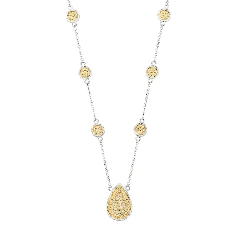 Fashionable Heart Shaped Necklaces-Anna Beck Gold and Silver Signature Teardrop Necklace