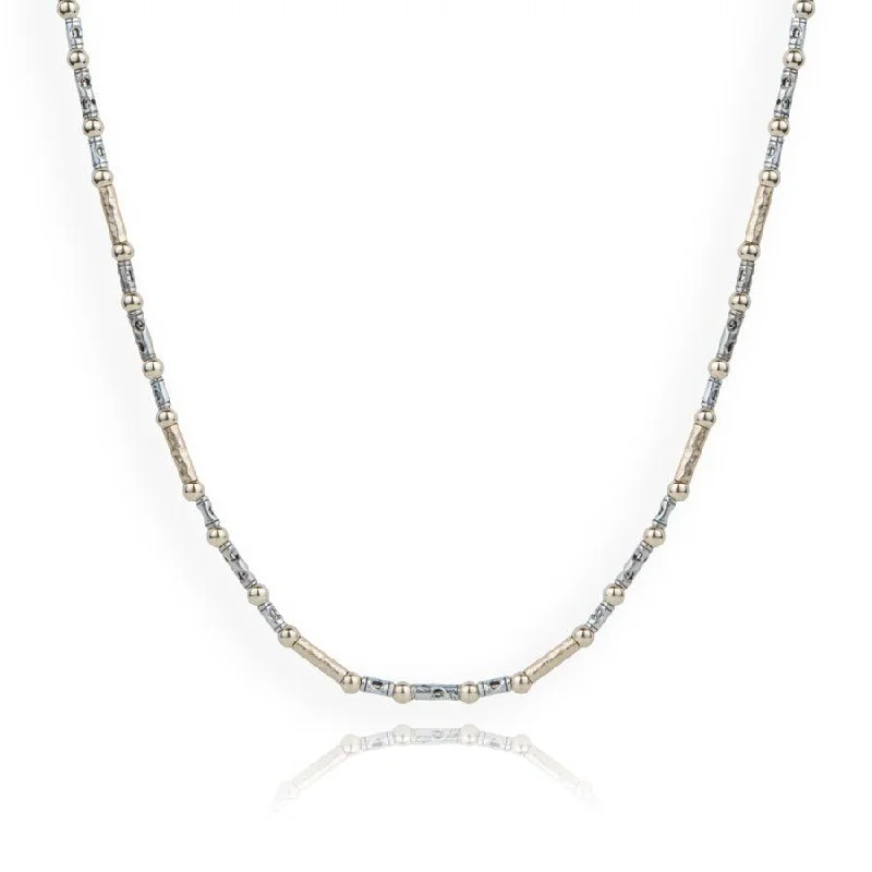 Vintage Diamond Necklaces-Lavan Gold and Silver Necklace