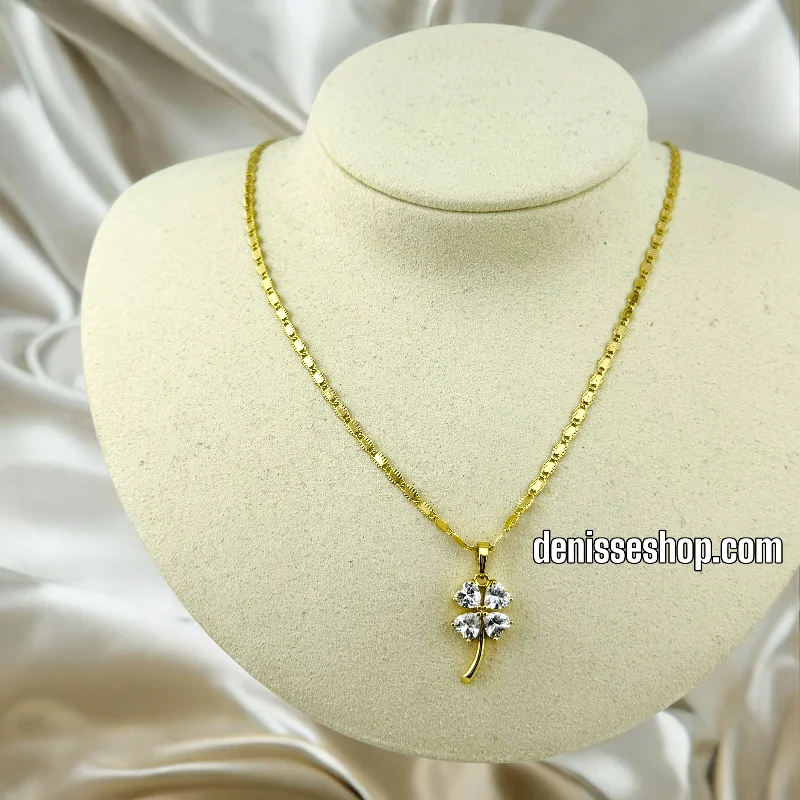 Layered Necklaces for Women-14K WOMEN/GIRL CLOVER NECKLACE N137