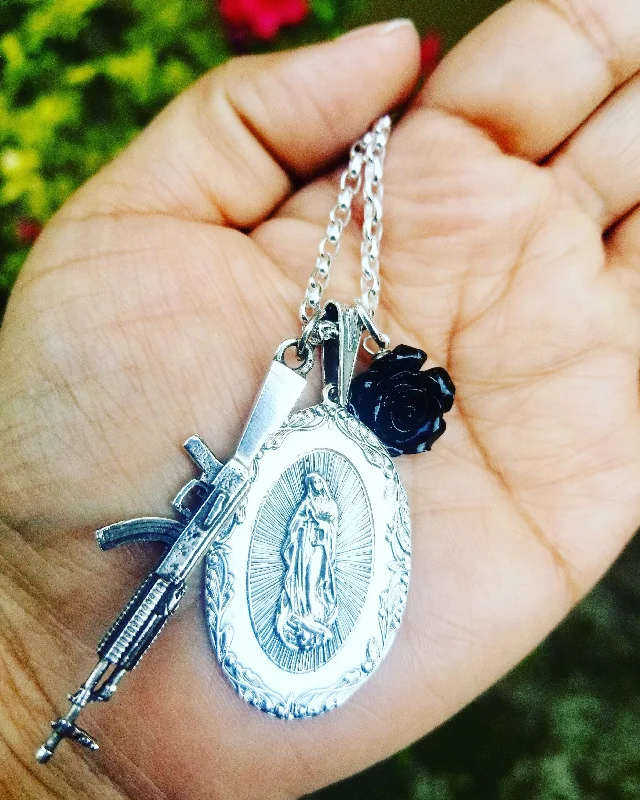 Unique Silver Necklaces-Virgen de Guadalupe Revolution Necklace