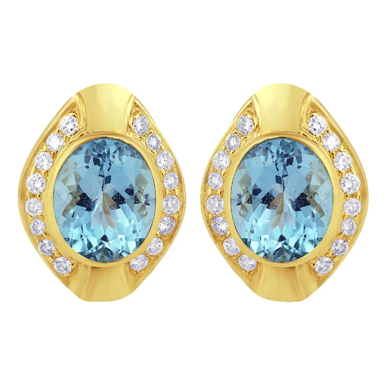 Fashionable Hoop Earrings-Earrings- Blue Topaz And Diamond (1431A)