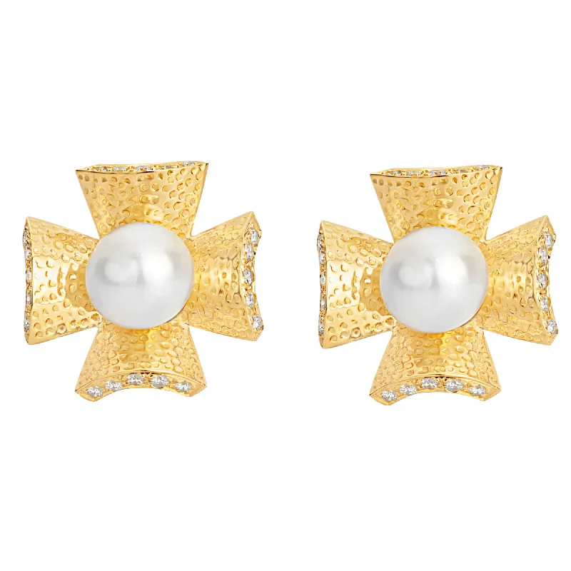 Stylish Stud Earrings for Women-Earrings- Pearl And Diamond (1838B)