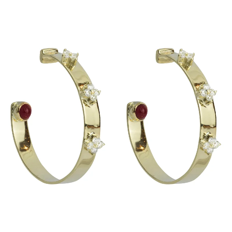 Stunning Gemstone Earrings-Earrings - Diamond And Ruby (2262G)