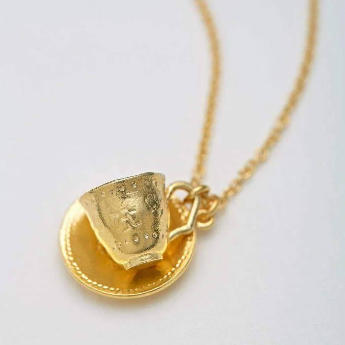 Unique Heart Pendant Necklaces-Alex Monroe Teacup and Saucer Necklace