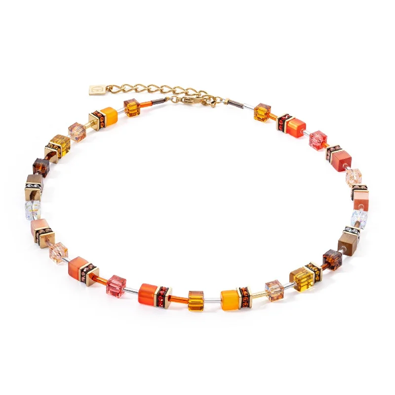 Classic Silver Chain Necklaces-Coeur De Lion GeoCUBE® Iconic Sunset Gold Necklace