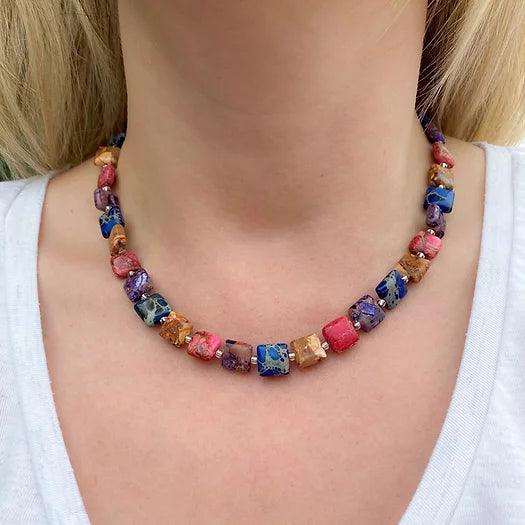 Cute Pearl Necklaces-Carrie Elspeth Multicoloured Jasper Pillows Full Necklace