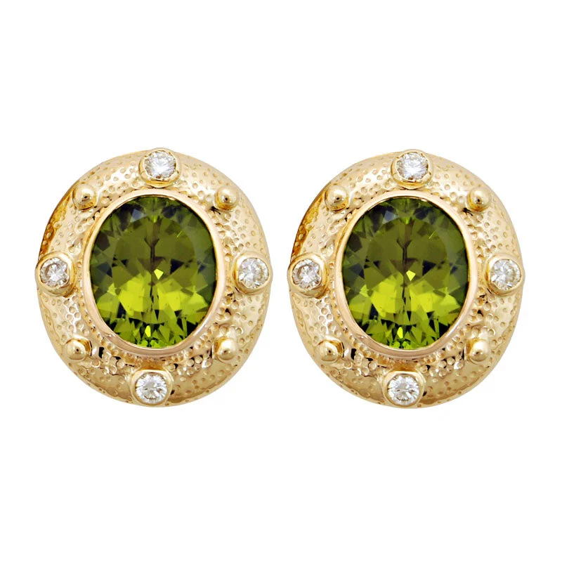 Classic Gemstone Earrings-Earrings- Peridot And Diamond (1796G)