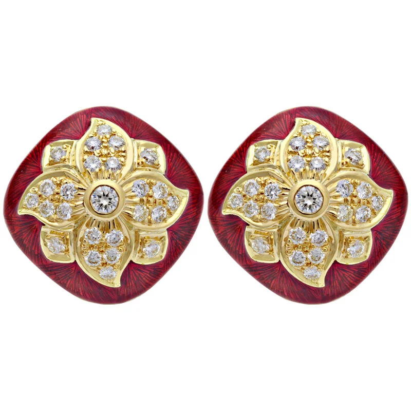 Unique Silver Stud Earrings-Earrings-Diamond (Enamel)  (2105J)