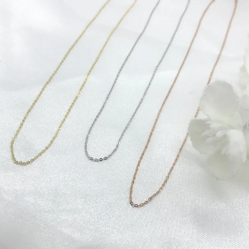 Classic Silver Chain Necklaces-10k Gold Sparkly Light Weight Chain- Adjustable Lengths