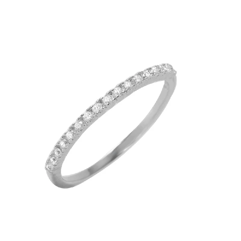 Fashionable Gold Rings-Silver 925 Rhodium Plated Half Clear Pave Set CZ Ring - BGR00945