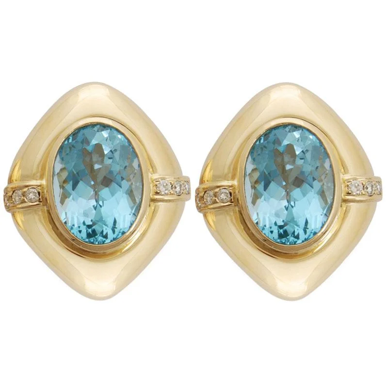 Elegant Wedding Earrings-Earrings-Blue Topaz and Diamond  (1461G)