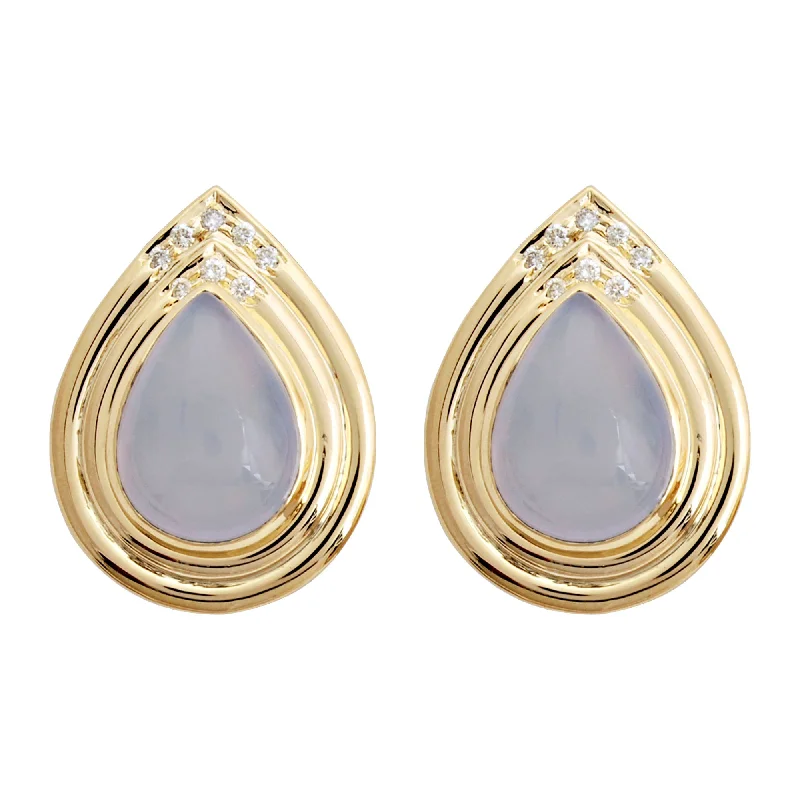 Ethnic Earrings for Women-Earrings- Chalcedony And Diamond (1497N)