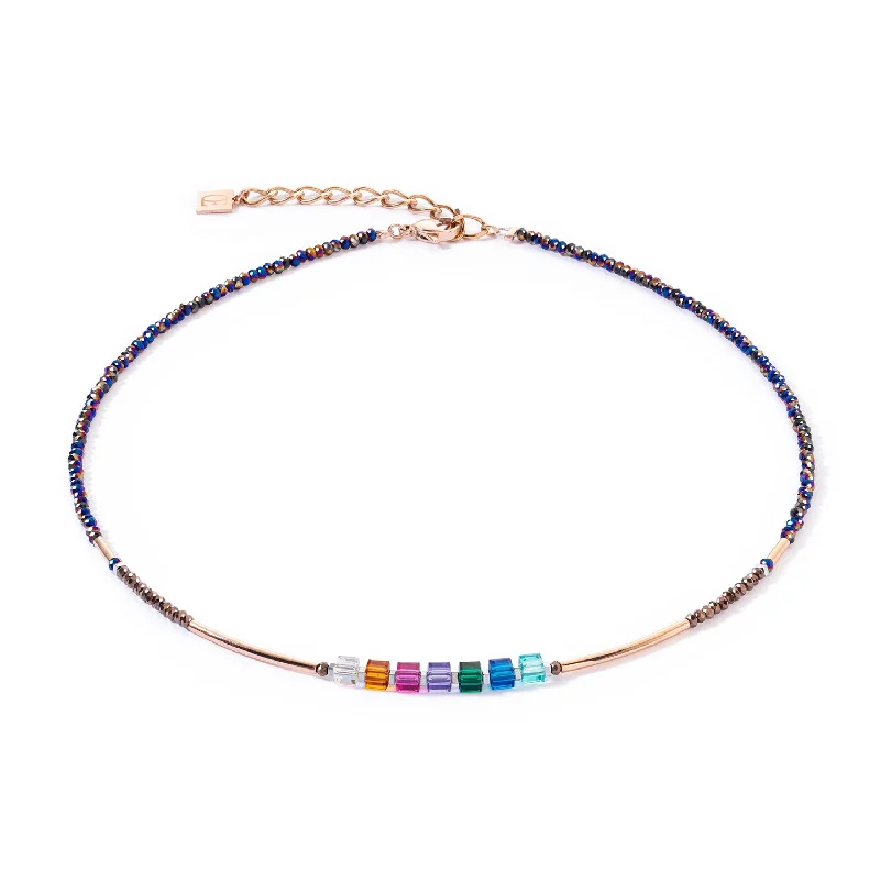 Trendy Choker Necklaces-Coeur De Lion Sparkling Multicolour Autumn Necklace