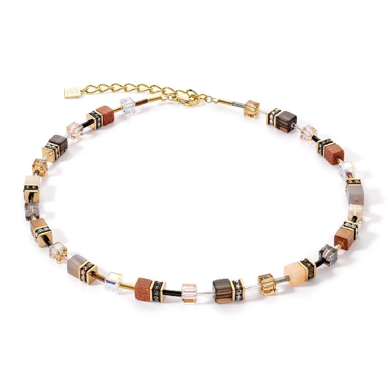 Beautiful Diamond Necklaces-Coeur De Lion GeoCUBE® Iconic Precious Brown Necklace