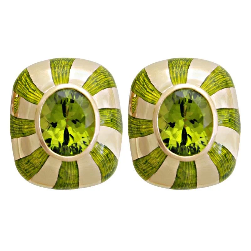 Colorful Hoop Earrings-Earrings-Peridot (Enamel)  (1649H)