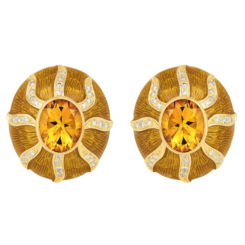 High-Quality Earrings-Earrings- Citrine And Diamond (Enamel) (1795L)