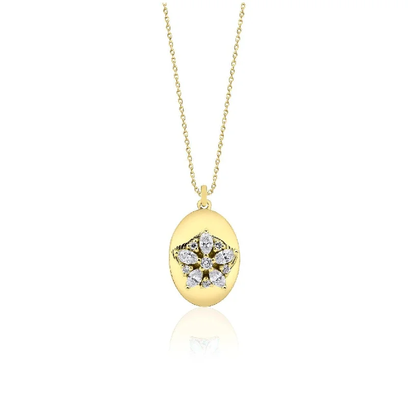 Customizable Gold Necklaces-18ct Gold Fleur Necklace