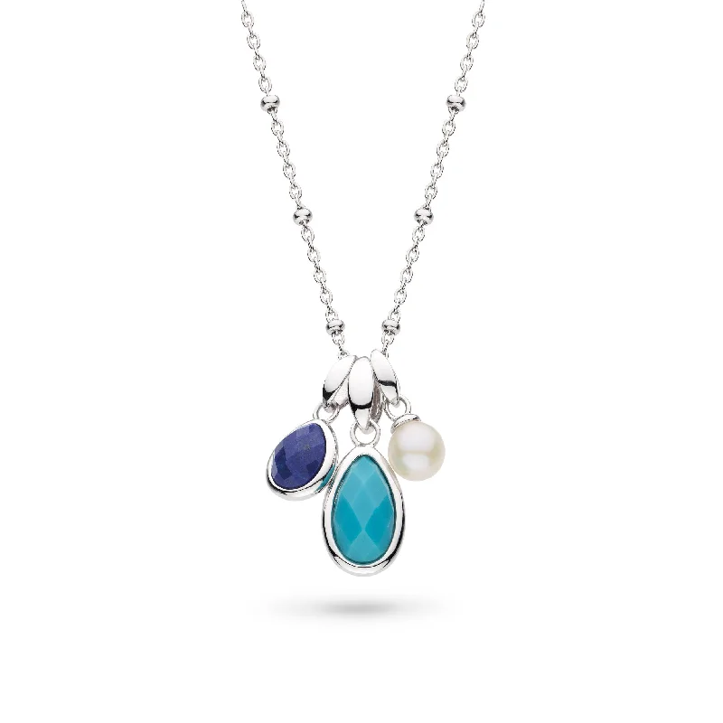 Beautiful Silver Necklace Chains-Kit Heath Pebble Azure Gemstone Trio Pendant Necklace