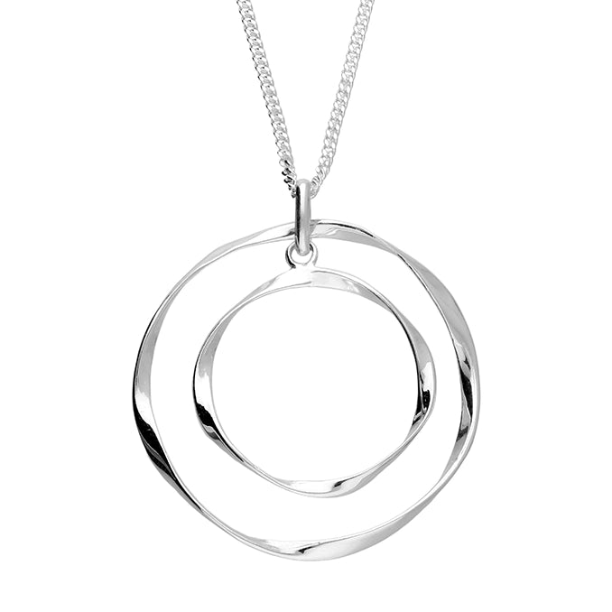 Handcrafted Gold Necklaces-Sterling Silver Double Circle Necklace